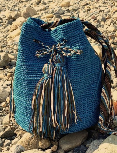 画像1: チアパス手編みバケツバッグ 