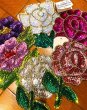 画像1: スパンコールとビーズの薔薇の花 (1)
