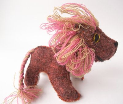 画像2: メキシコ手織りウールの手作りぬいぐるみ「ライオン」