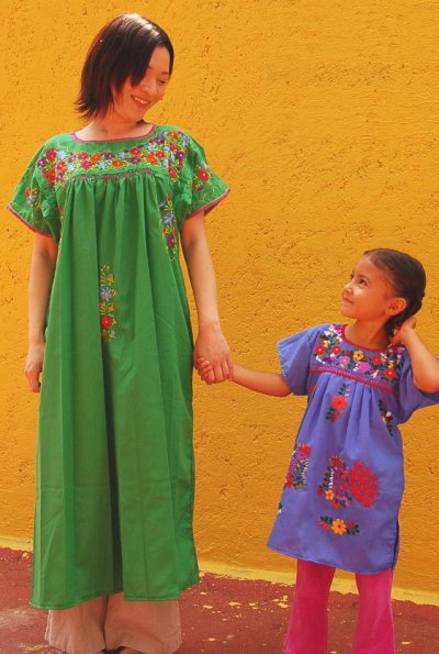 画像1: メキシコ刺繍ワンピース「サンアントニーノ」