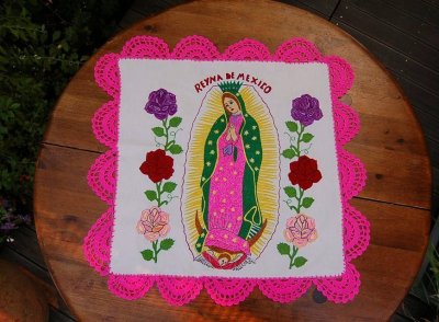 画像1: メキシコ刺繍クロス（８３cm×８３cm）
