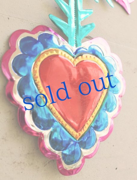 画像2: ブリキ・花とハートのオーナメントLLサイズ (2)