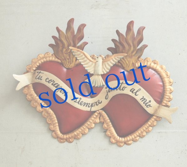 画像2: ダブルハートとリボンメッセージの壁掛け (2)