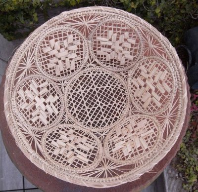 画像1: 椰子の葉・レース編みのバスケット-コロンビア2