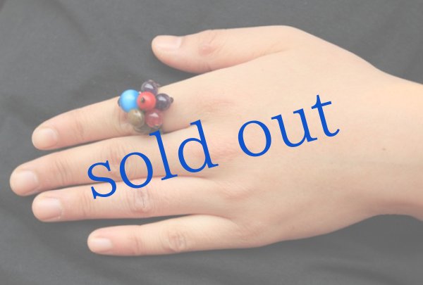 画像2: アジアンビーズとワックスコードの編みこみリング (2)