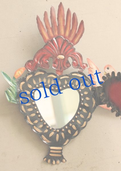 画像2: ハートと平和の鳥・ブリキの壁掛け&ミラー (2)