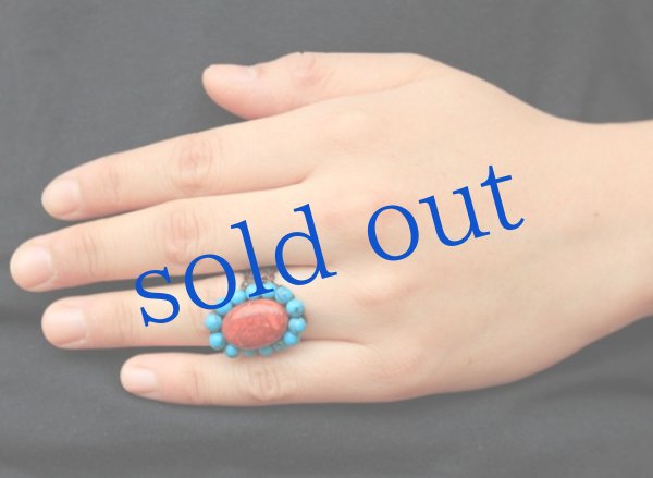 画像2: 天然石とワックスコードの編みこみリング (2)