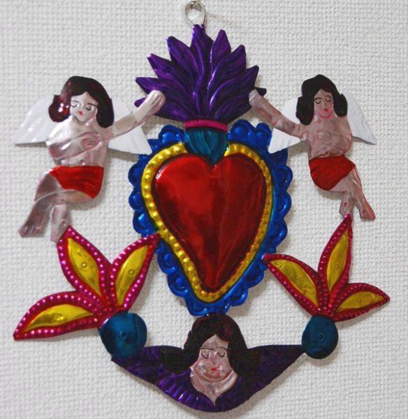画像2: 天使とハートのブリキオーナメント (2)