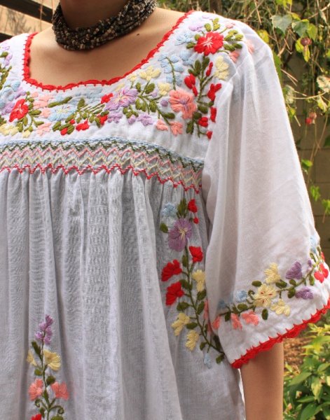 ヴィンテージ　メキシコ刺繍　鳥　ベルスリーブ　トップス　古着　チュニック ヴィンテージ メキシコ刺繍 鳥 ベルスリーブ トップス 古着