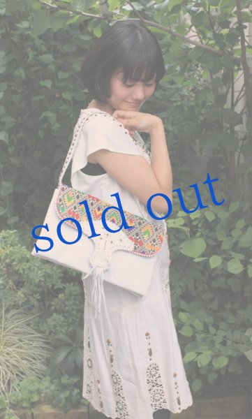 画像4: イタリア本革・民族織布のデザイナーバッグ (4)