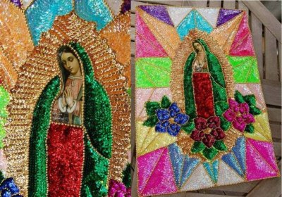 画像1: スパンコール絵画メキシコ「グアダルーペのマリア」