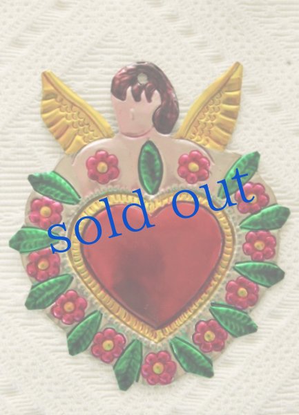 画像1: 天使ハートのブリキオーナメント (1)