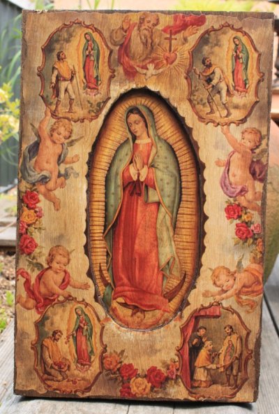 画像1: 木彫り絵画「グアダルーペのマリア」