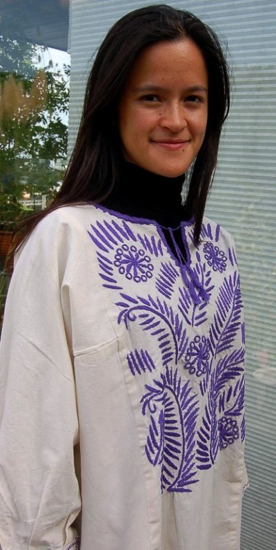 画像2: メキシコ白刺繍長袖ブラウス「チアパス」