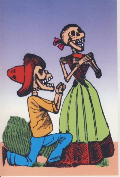 画像1: グリーティングカード版画「メキシコガイコツのプロポーズ」