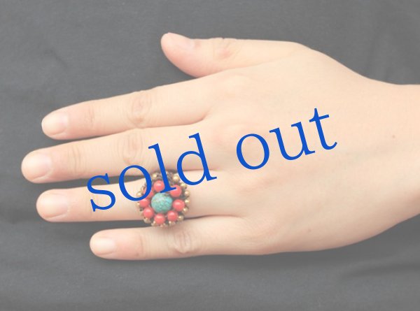 画像2: 天然石とワックスコードの編みこみリング (2)