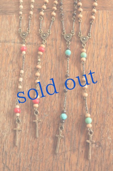 画像2: ウッドビーズと珊瑚・ターコイズのロザリオ (2)