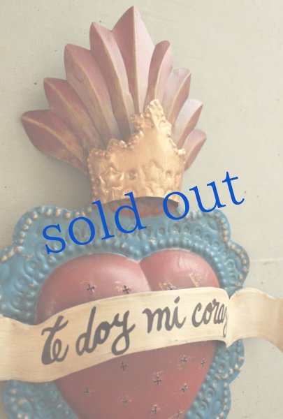 画像2: ブリキの壁掛けグレーブルーハート (2)