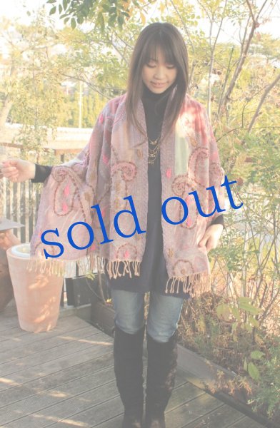 画像2: 春色・軽いウールガーゼのジプシーストール (2)