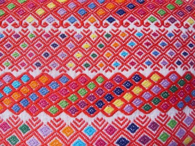 画像2: メキシコ刺繍布-赤（デラックス）