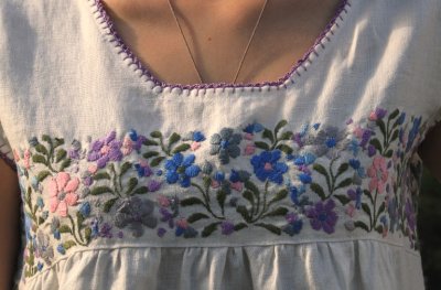 画像3: 白のリネン・メキシコ刺繍 ワンピース