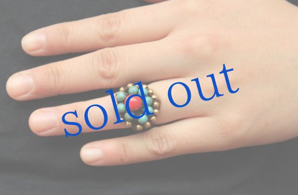 画像2: 天然石とワックスコードの編みこみリング (2)