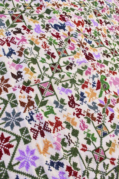 メキシコ刺繍・プエブラ州の手織りウエヤパンHEYAPANベットカバー