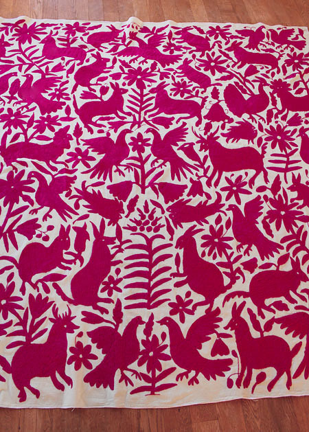 オトミ族の手刺繍ベットカバー・テーブルクロスメキシコの刺繍 