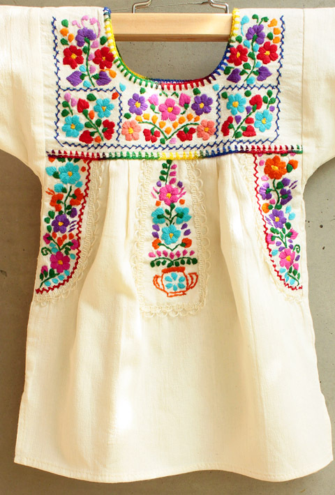 メキシコ刺繍の子供服ワンピース チュニック メキシカン刺繍