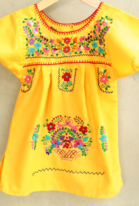 メキシコ刺繍の子供服ワンピース キッズメキシカンチュニック メキシカン刺繍