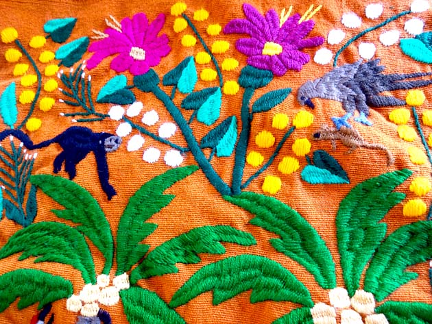 オトミ族の手刺繍ベットカバー・テーブルクロスメキシコの刺繍・販売