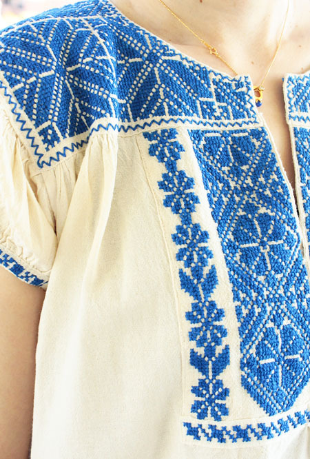 メキシコ デザイン 刺繍 半袖 プルオーバー カットソー ブラウス チュニック
