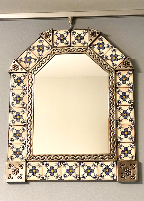 タラベラ焼タイルの鏡　