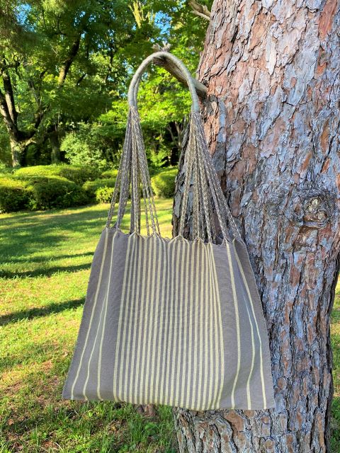メキシコハンモックバッグ グレー ストライプ