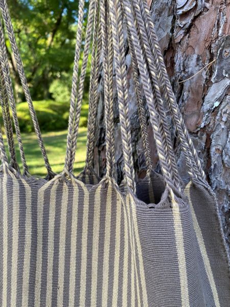 メキシコハンモックバッグ グレー ストライプ