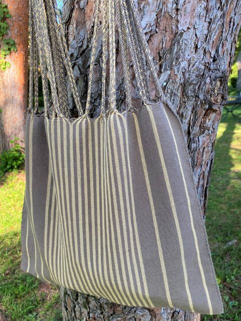 メキシコハンモックバッグ グレー ストライプ