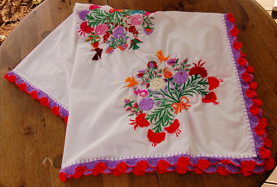 メキシコオアハカ州の刺繍クロス‐中南米の手作りと輸入雑貨・ファッション‐リャマリャマ