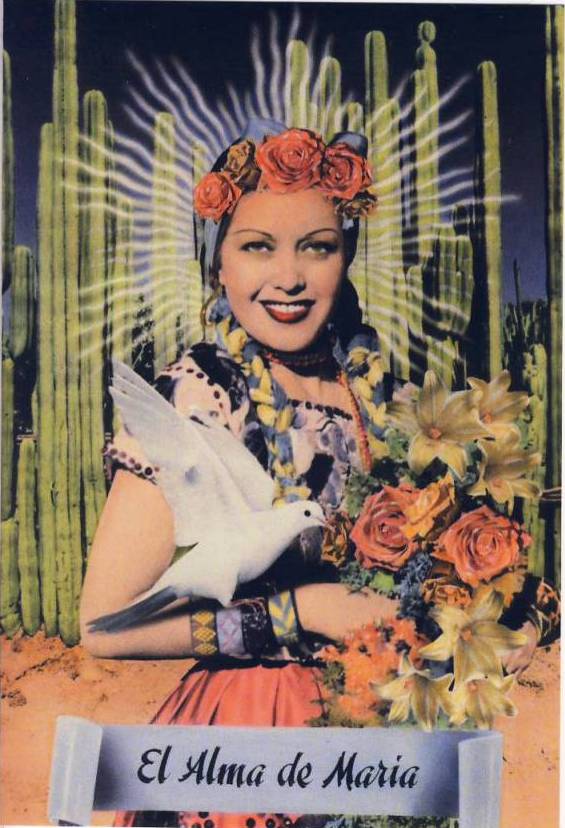 グリーティングカード メキシコj女性 サボテンと薔薇 中南米と世界の手作り 輸入 蚤の市雑貨リャマリャマ
