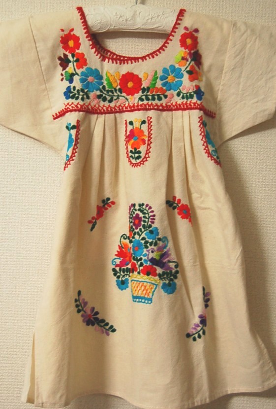 メキシコ刺繍の洋服ワンピース チュニック メキシカン刺繍